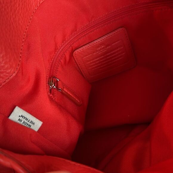 VINTAGE COACH LARGE TRIPLE COMPARTMENT LEATHER HOBO SHOULDER BAG RED EEEUC - Picture 13 of 14